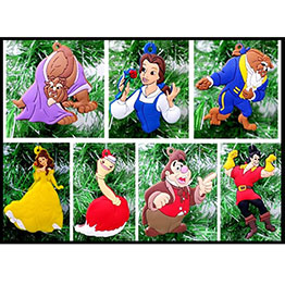 Disney Beauty and the Beast 7  Piece Christmas Ornament Set