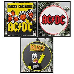 AC/DC Kiss Christmas Ornaments 3 Piece Set