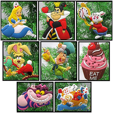 Disney Alice in Wonderland 8 Ornament Set