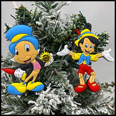 Disney Pinoccho and Jimini Cricket Christmas Ornament Set